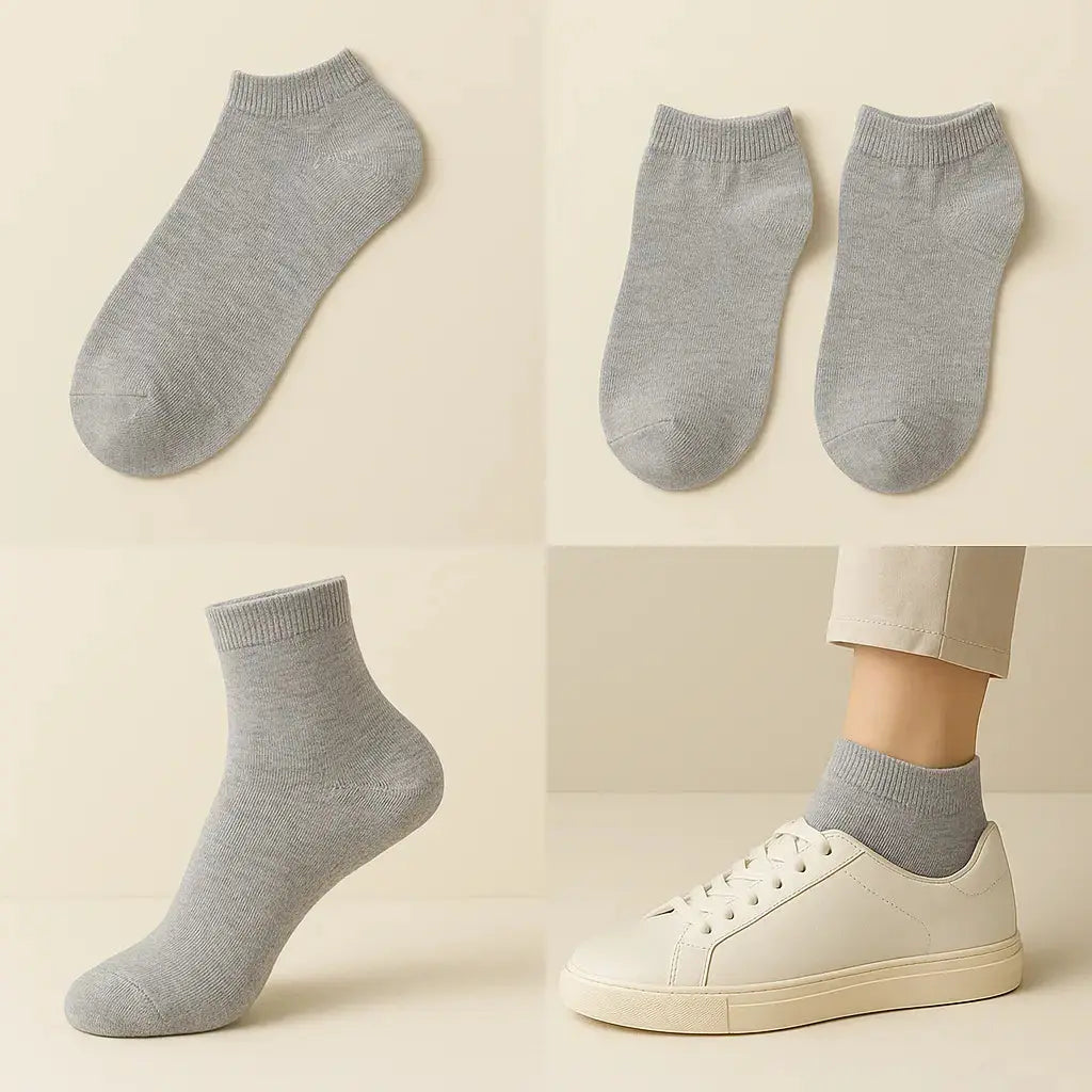 Chaussettes femmes socquettes gris clair en coton galerie produit