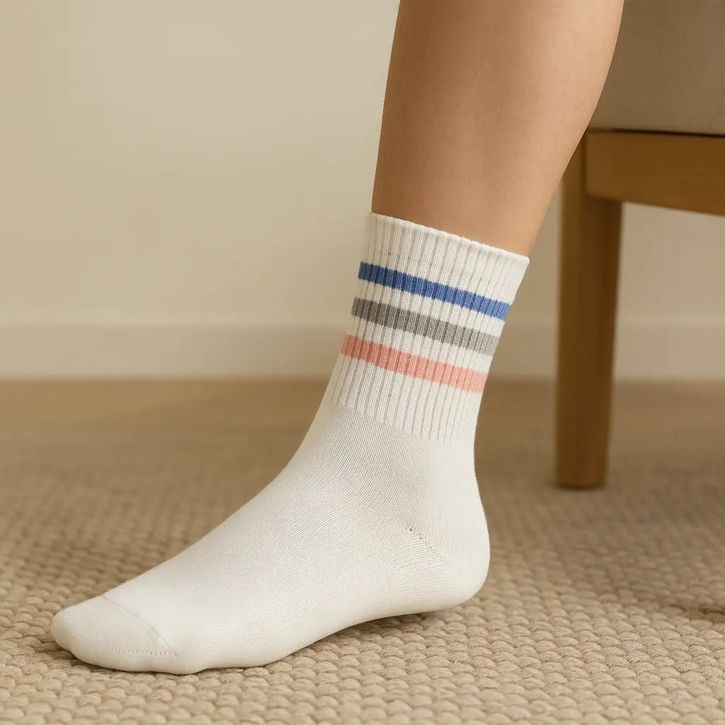Chaussettes sport courtes femme en coton blanc en situation