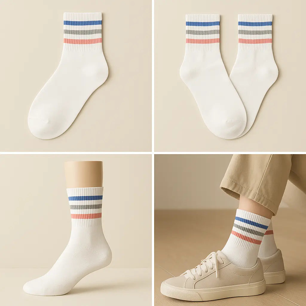 Chaussettes sport courtes femme en coton blanc galerie produit