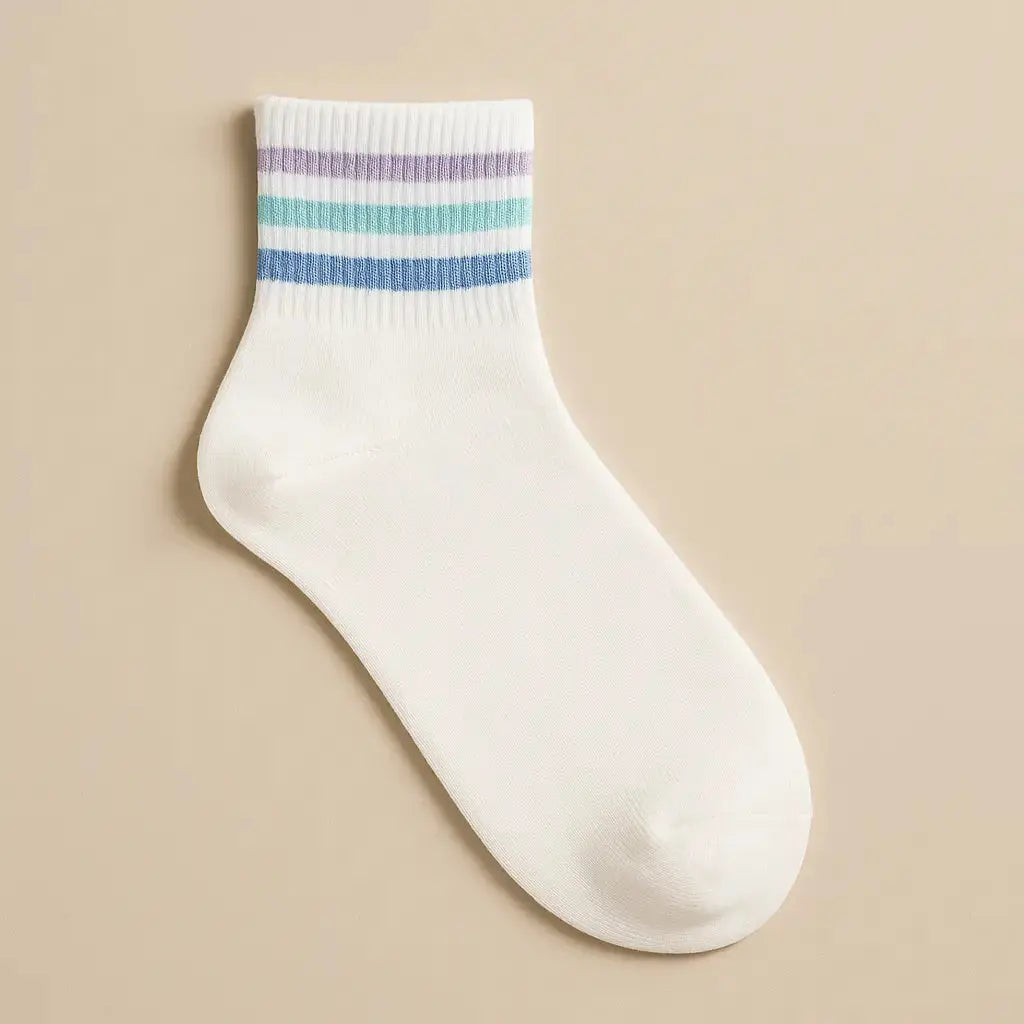 Chaussettes Femmes Sport Courtes en Coton Blanc vue à plat
