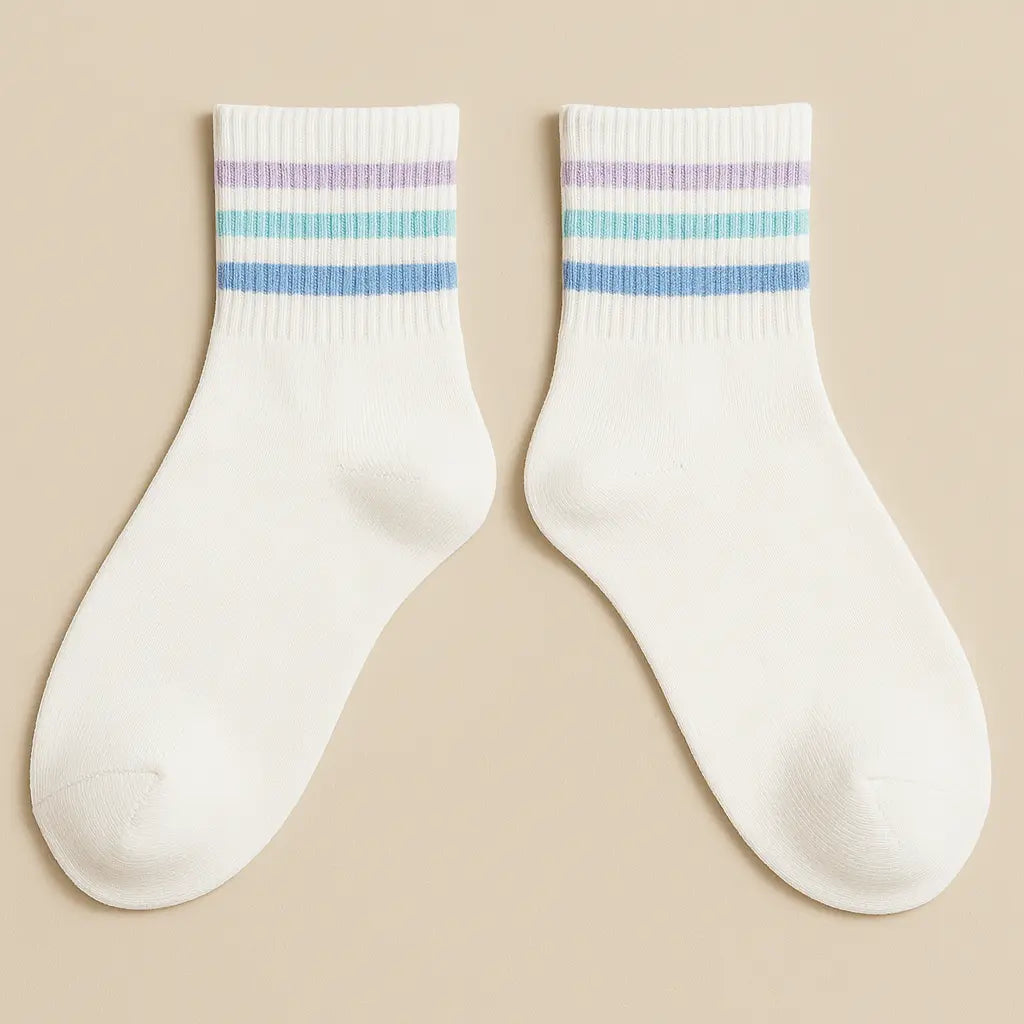 Chaussettes Femmes Sport Courtes en Coton Blanc paire