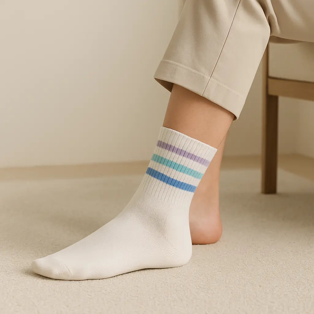 Chaussettes Femmes Sport Courtes en Coton Blanc en situation