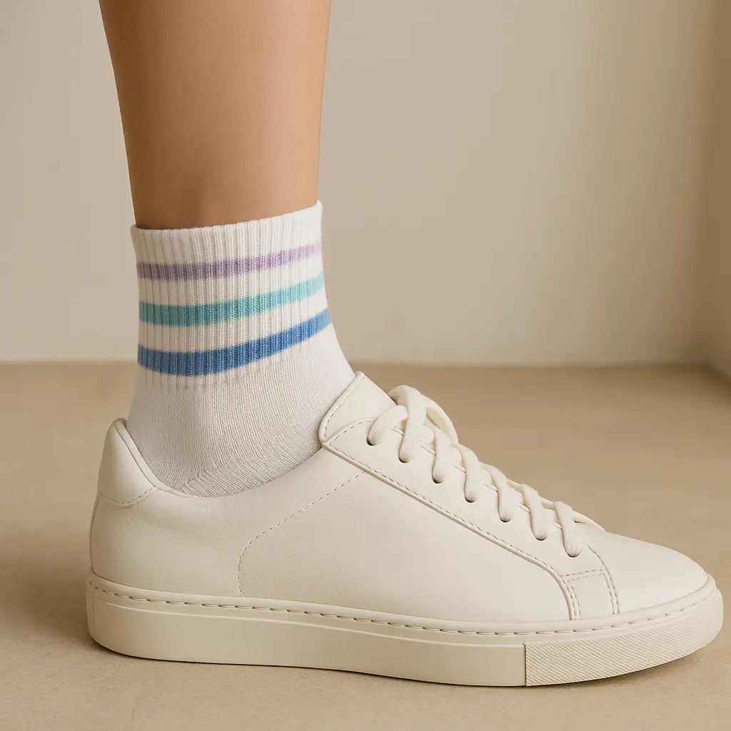 Chaussettes Femmes Sport Courtes en Coton Blanc avec chaussures