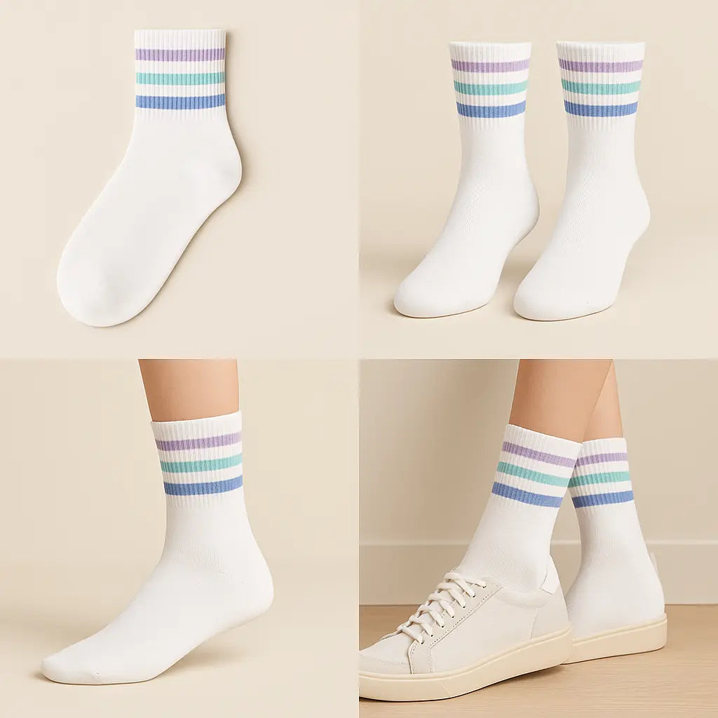 Chaussettes Femmes Sport Courtes en Coton Blanc galerie produit