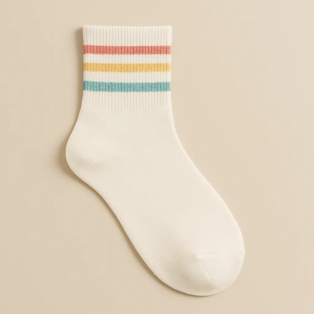 Chaussettes Femmes Sport Courtes en Coton Blanc vue à plat