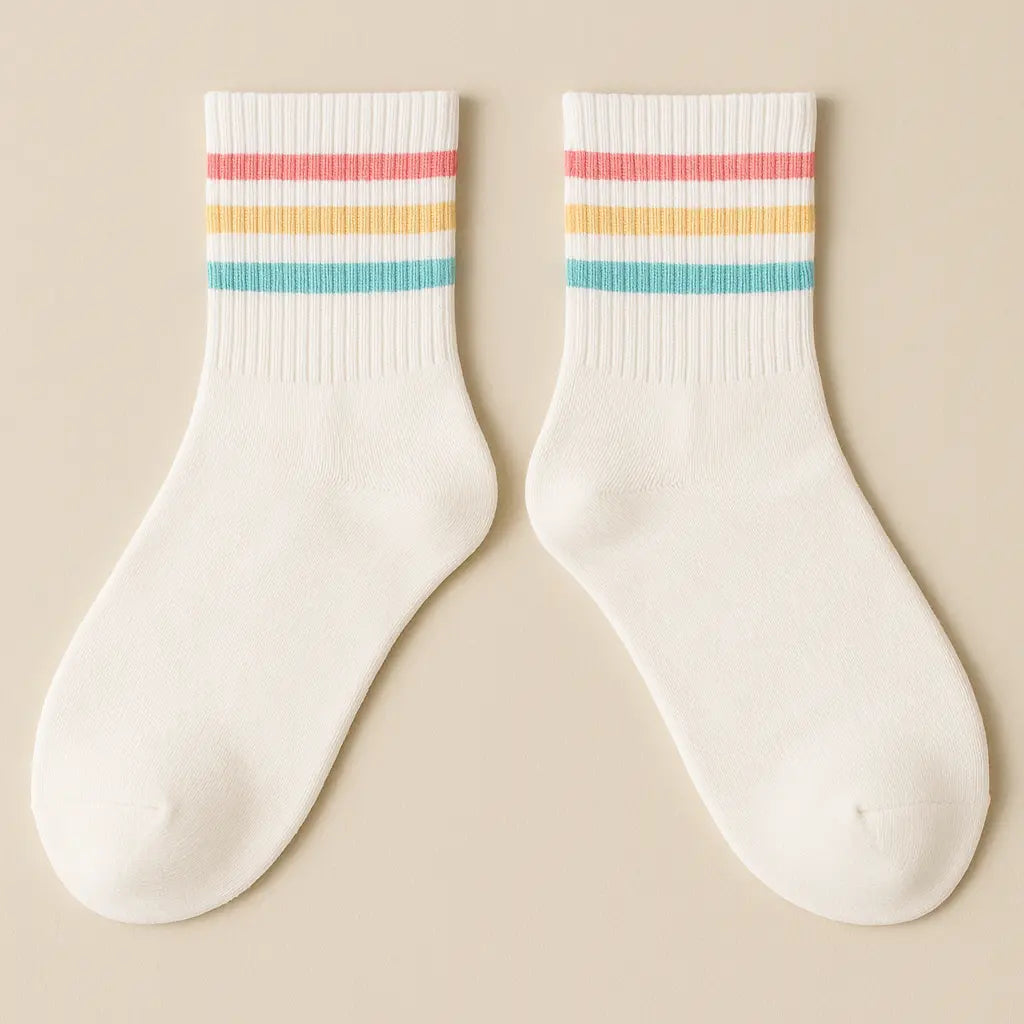 Chaussettes Femmes Sport Courtes en Coton Blanc paire