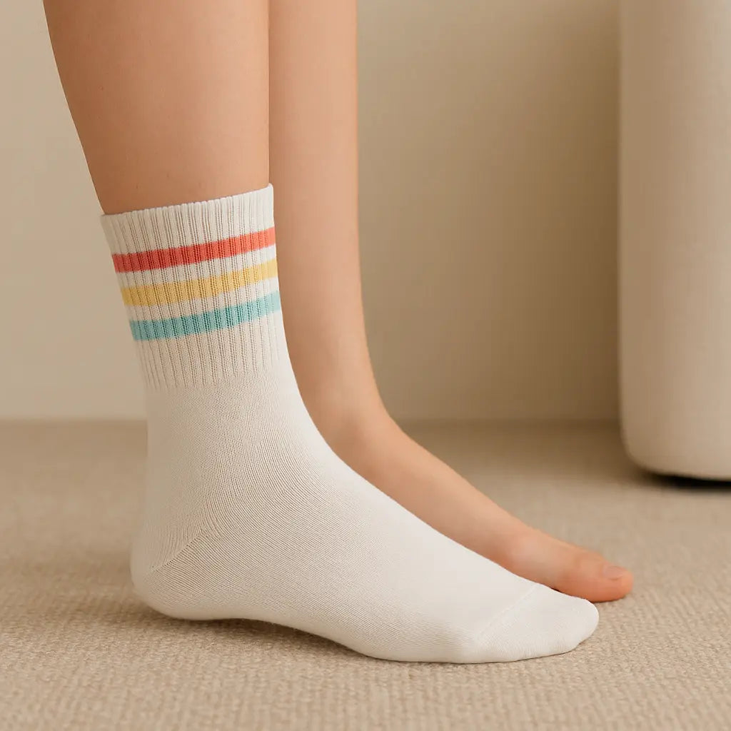 Chaussettes Femmes Sport Courtes en Coton Blanc en situation