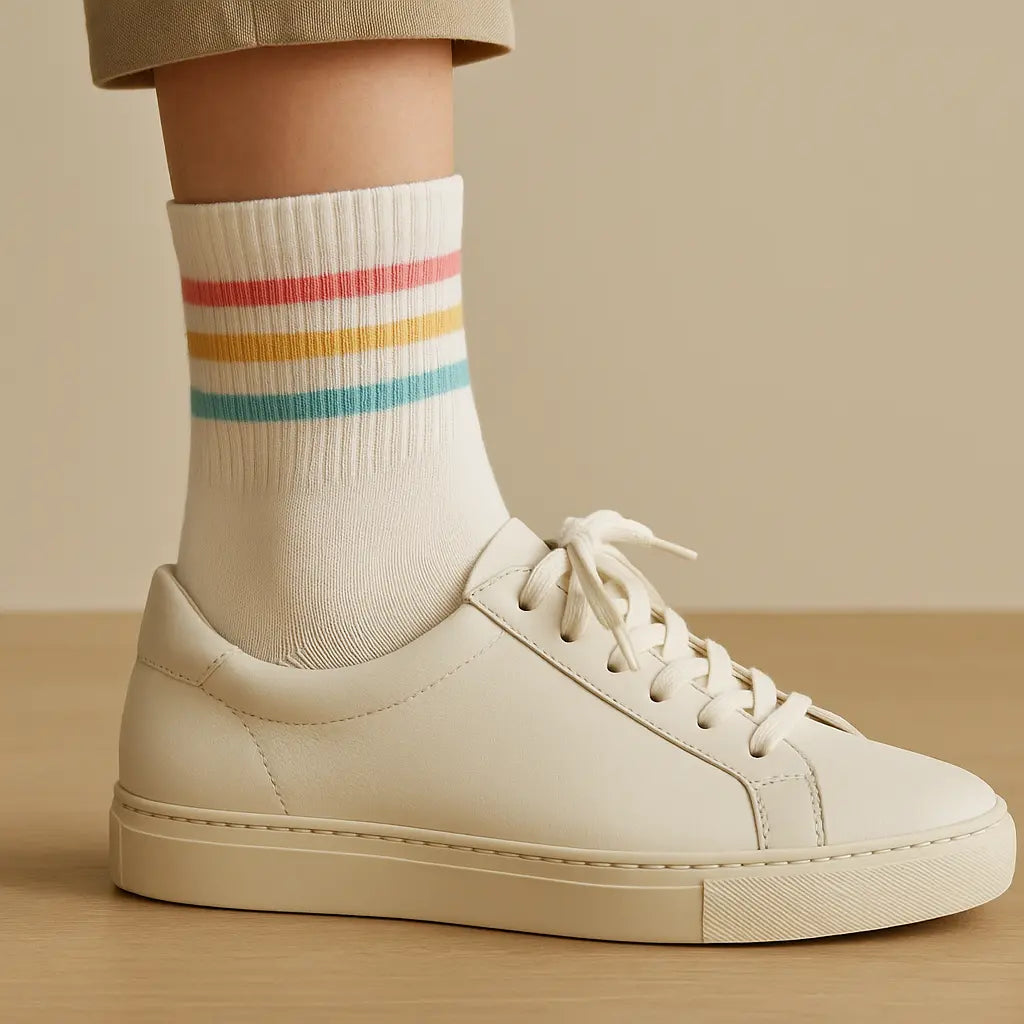 Chaussettes Femmes Sport Courtes en Coton Blanc avec chaussures