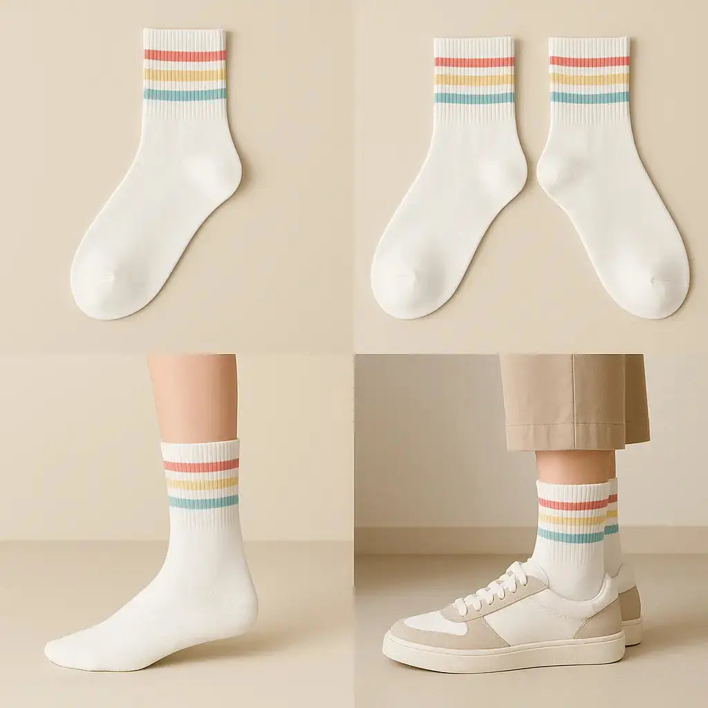 Chaussettes Femmes Sport Courtes en Coton Blanc galerie produit