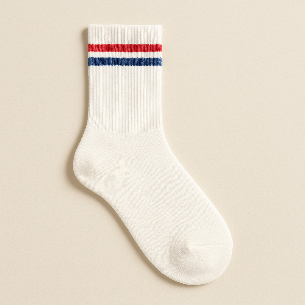Chaussettes femmes sport mi-mollet coton blanc vue à plat