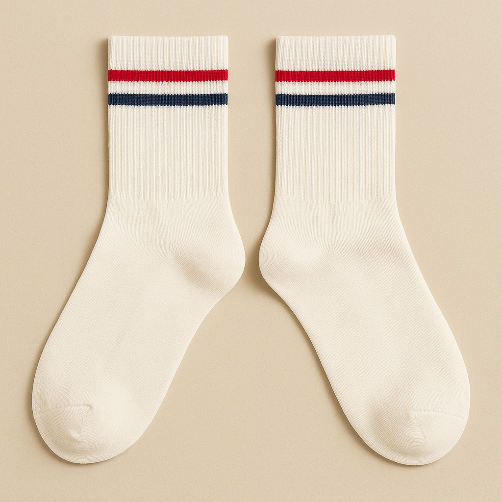 Chaussettes femmes sport mi-mollet coton blanc paire