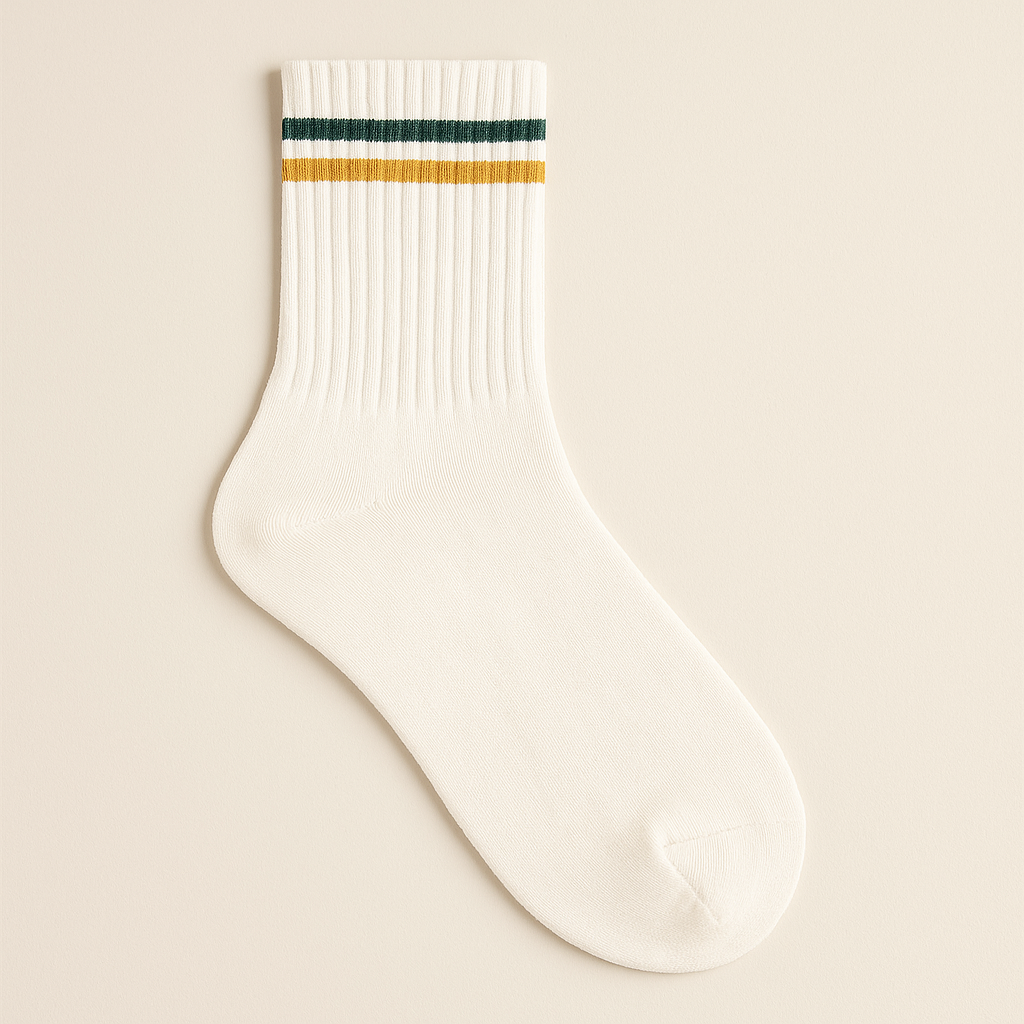 Chaussettes Femmes Sport mi-mollet en coton blanc vue à plat