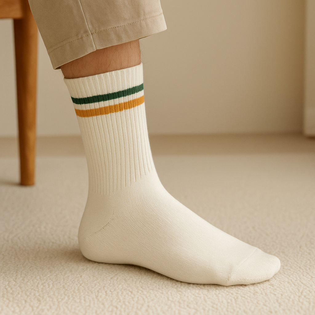 Chaussettes Femmes Sport mi-mollet en coton blanc en situation