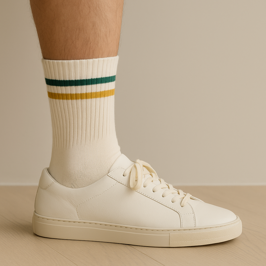 Chaussettes Femmes Sport mi-mollet en coton blanc avec chaussures