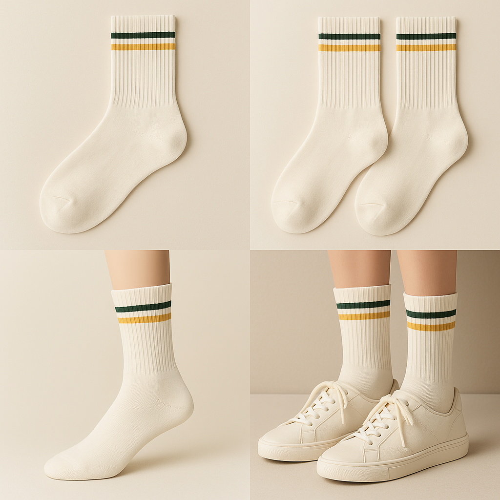 Chaussettes Femmes Sport mi-mollet en coton blanc galerie produit