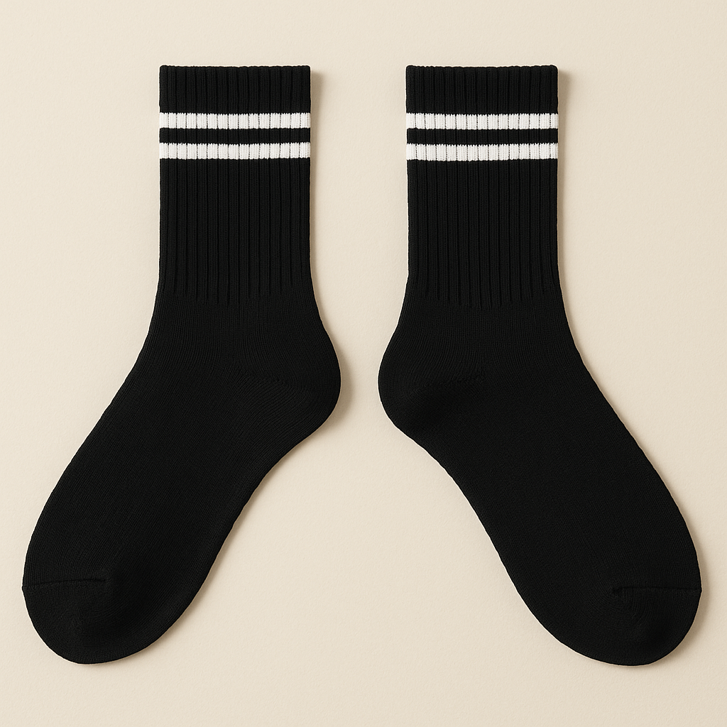 Chaussettes femmes sport mi-mollet coton noir paire