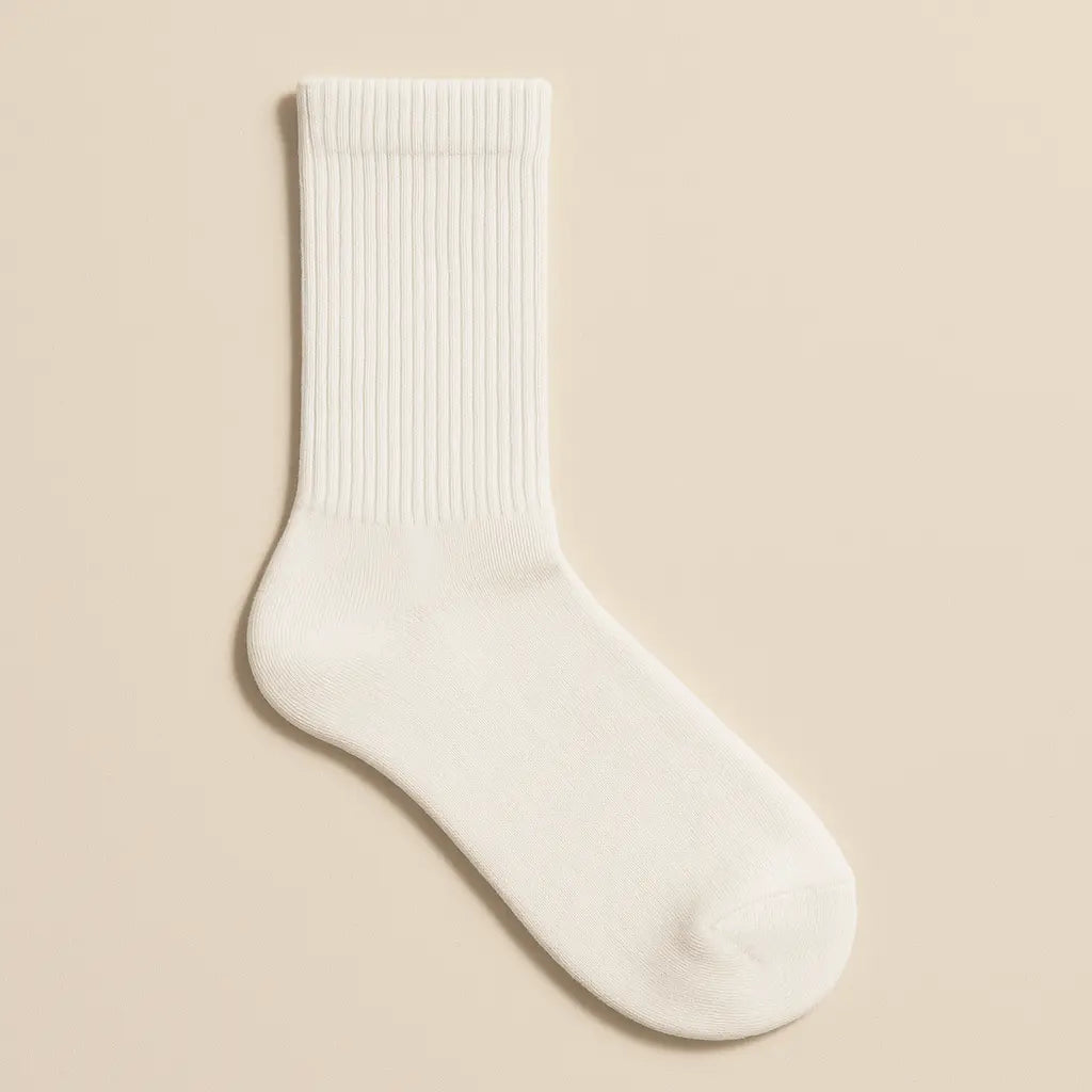 Chaussettes femmes sport mollet coton blanc vue à plat