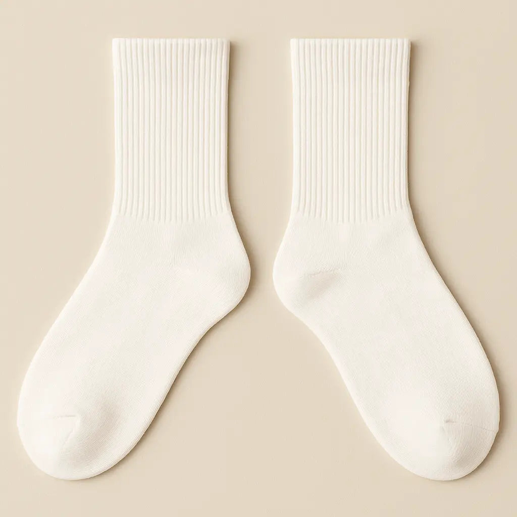 Chaussettes femmes sport mollet coton blanc paire