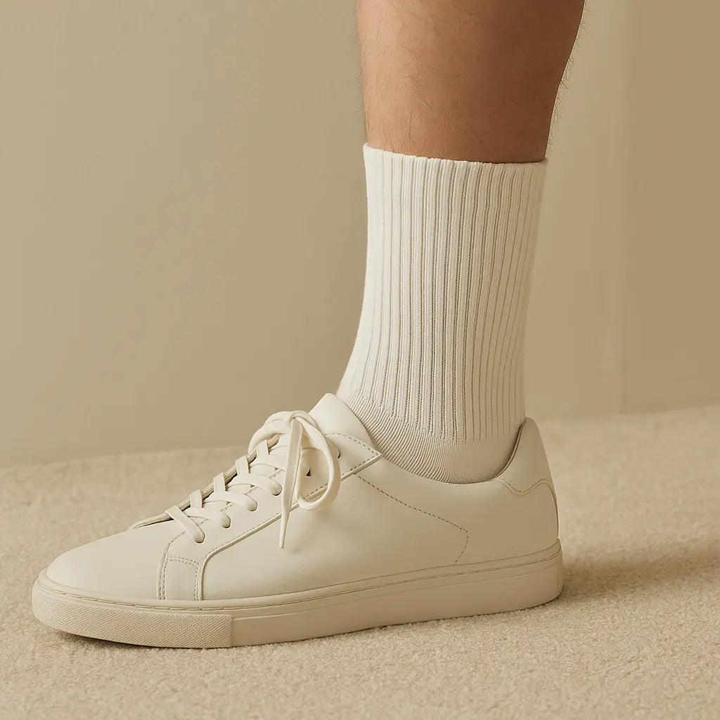 Chaussettes femmes sport mollet coton blanc en situation