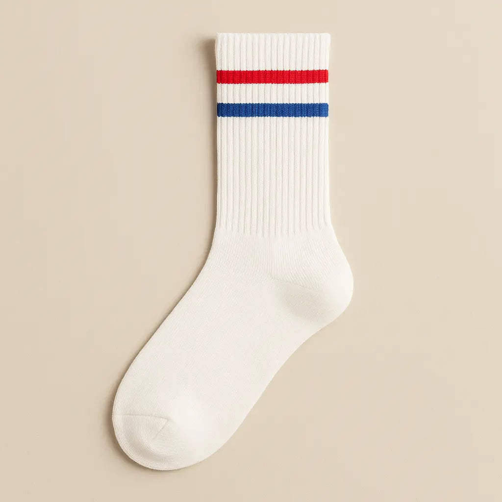Chaussettes femme sport mollet coton blanc vue à plat