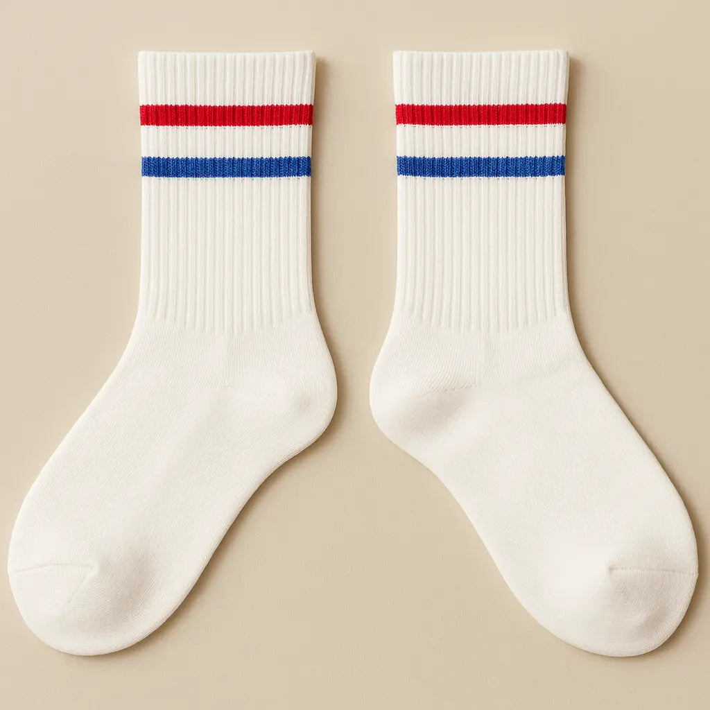 Chaussettes femme sport mollet coton blanc paire
