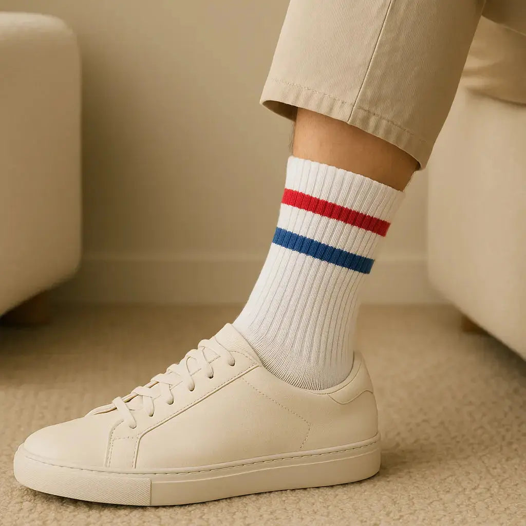 Chaussettes femme sport mollet coton blanc en situation
