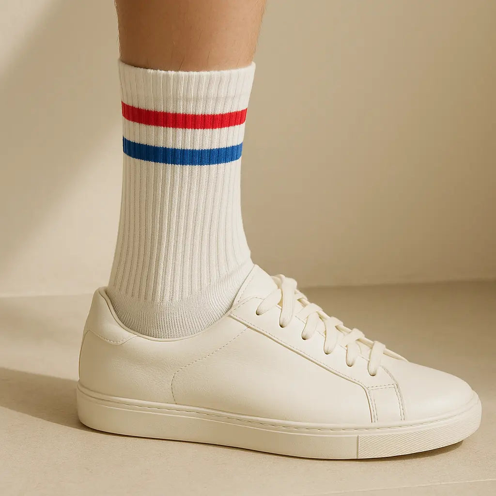 Chaussettes femme sport mollet coton blanc avec chaussures