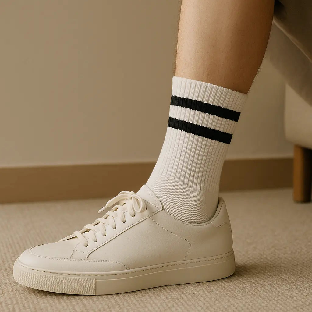 Chaussettes femmes sport mollet coton blanches en situation