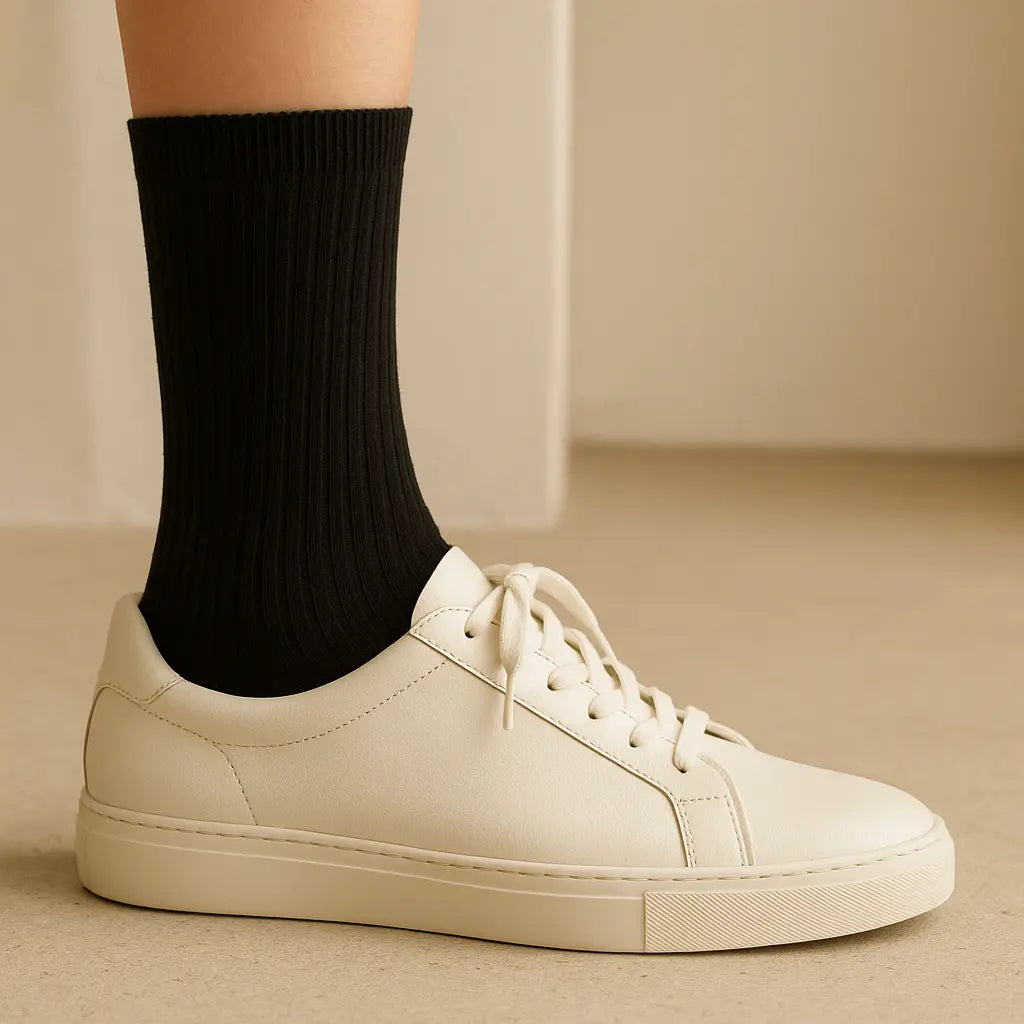 Chaussettes Femmes Sport Mollet Coton Noir avec chaussures