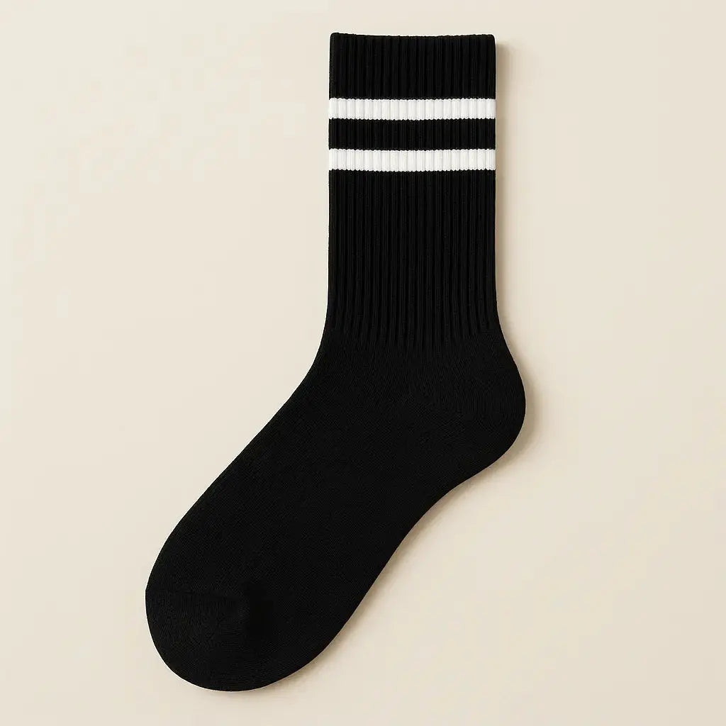 Chaussettes femmes sport mollet coton noir vue à plat