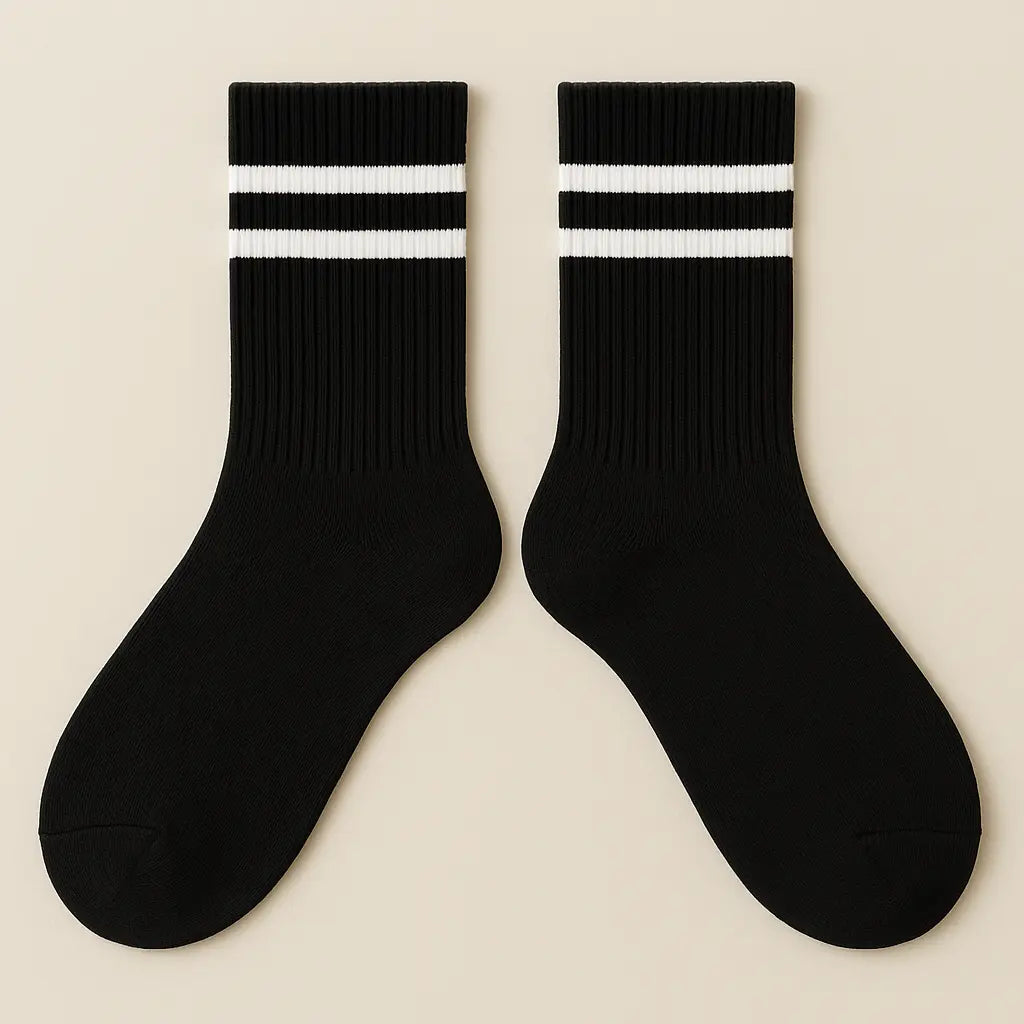 Chaussettes femmes sport mollet coton noir paire