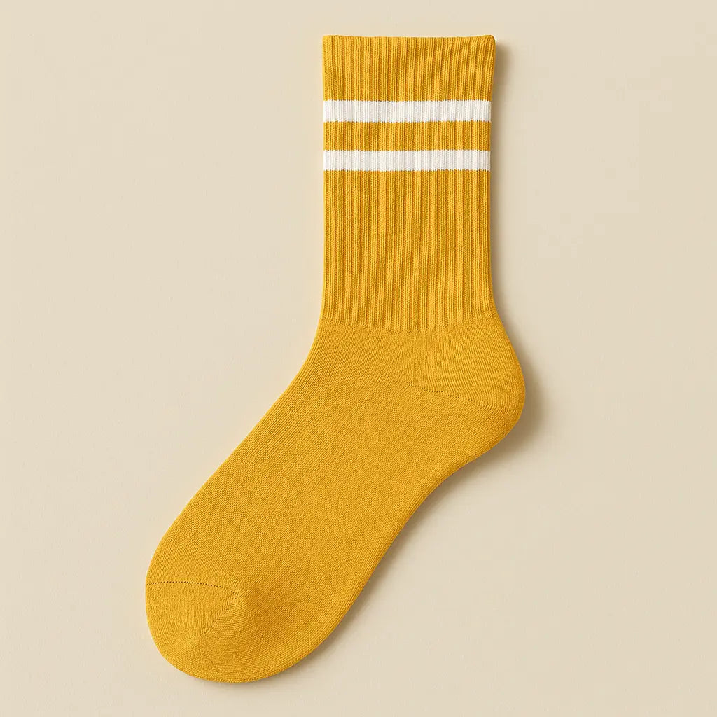 Chaussettes femmes sport mollet coton jaune vue à plat