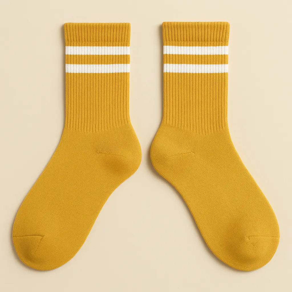 Chaussettes femmes sport mollet coton jaune paire