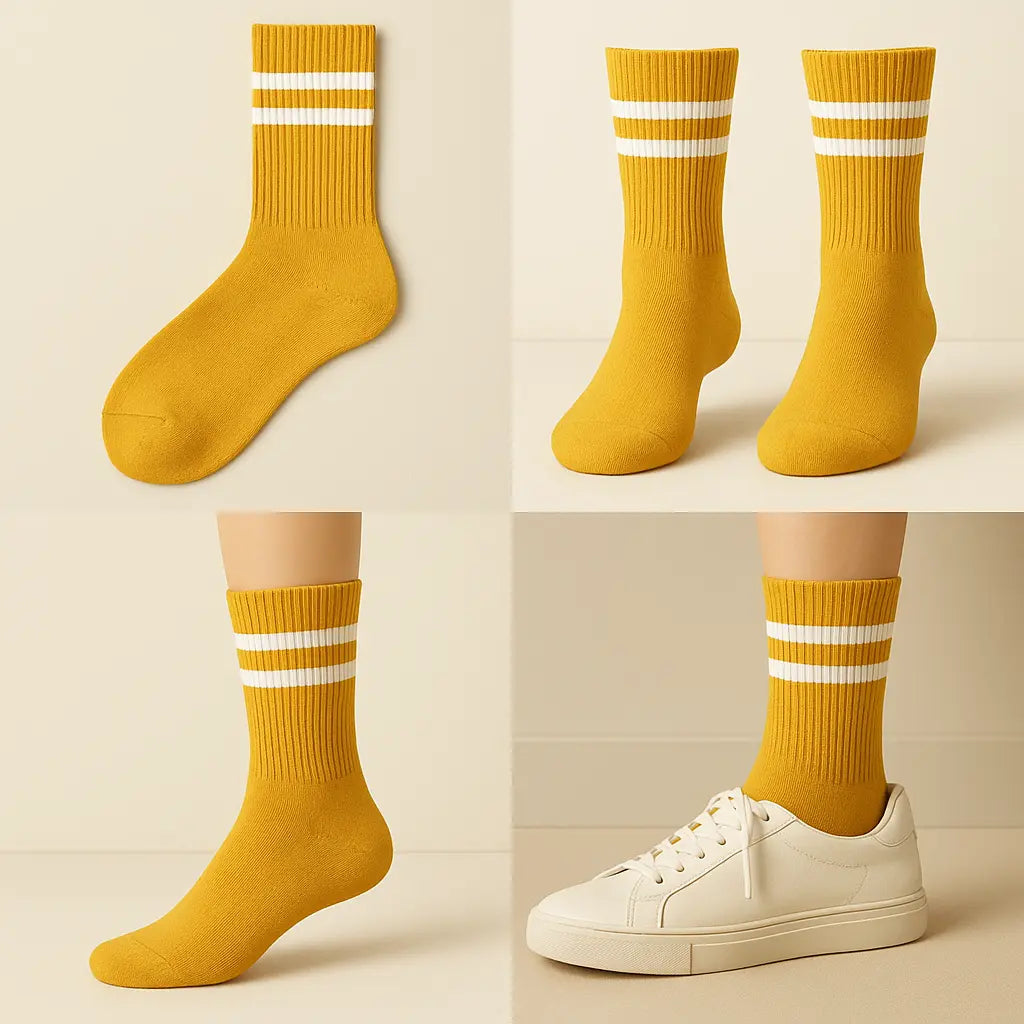 Chaussettes femmes sport mollet coton jaune galerie produit