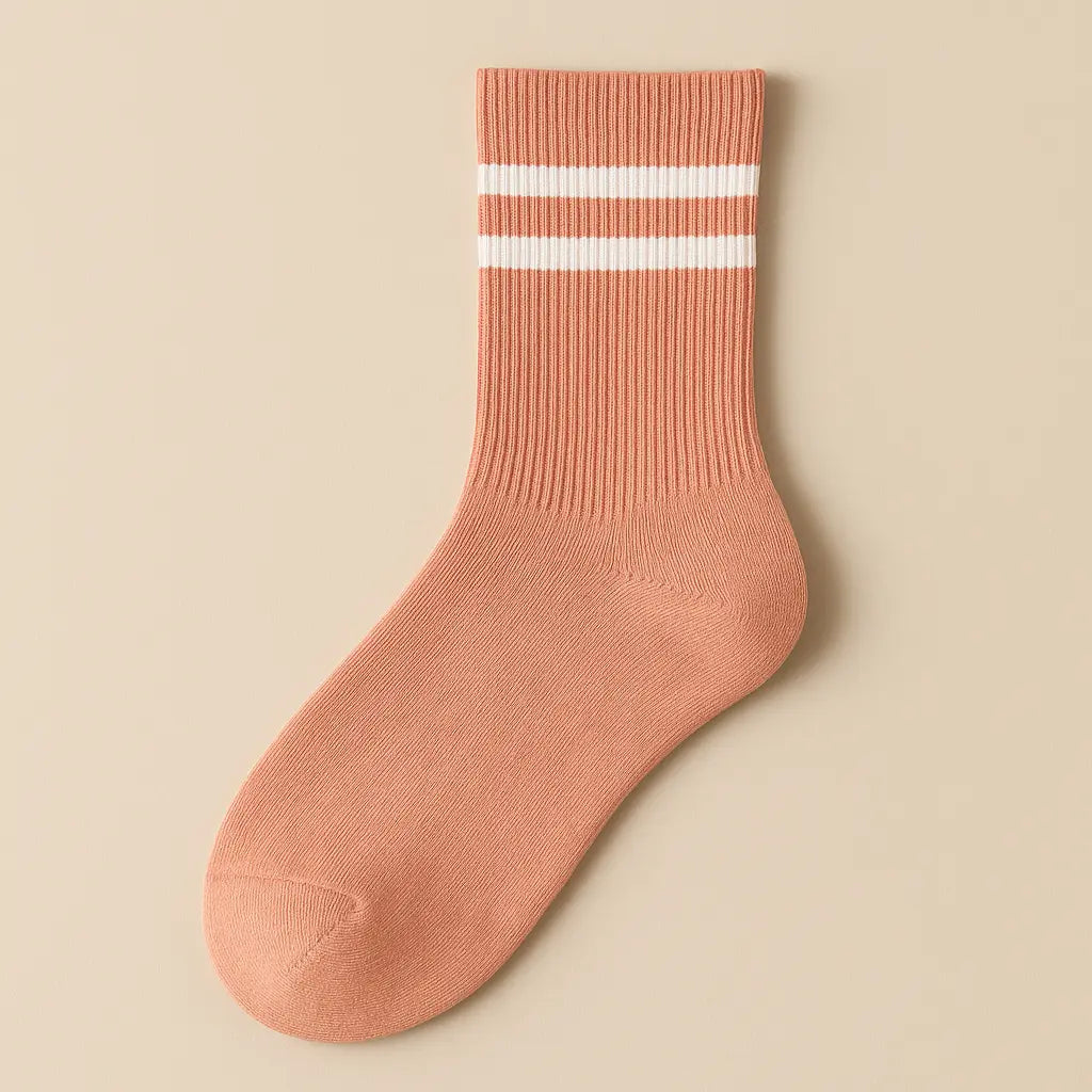 Chaussettes femmes sport mollet coton rose vue à plat