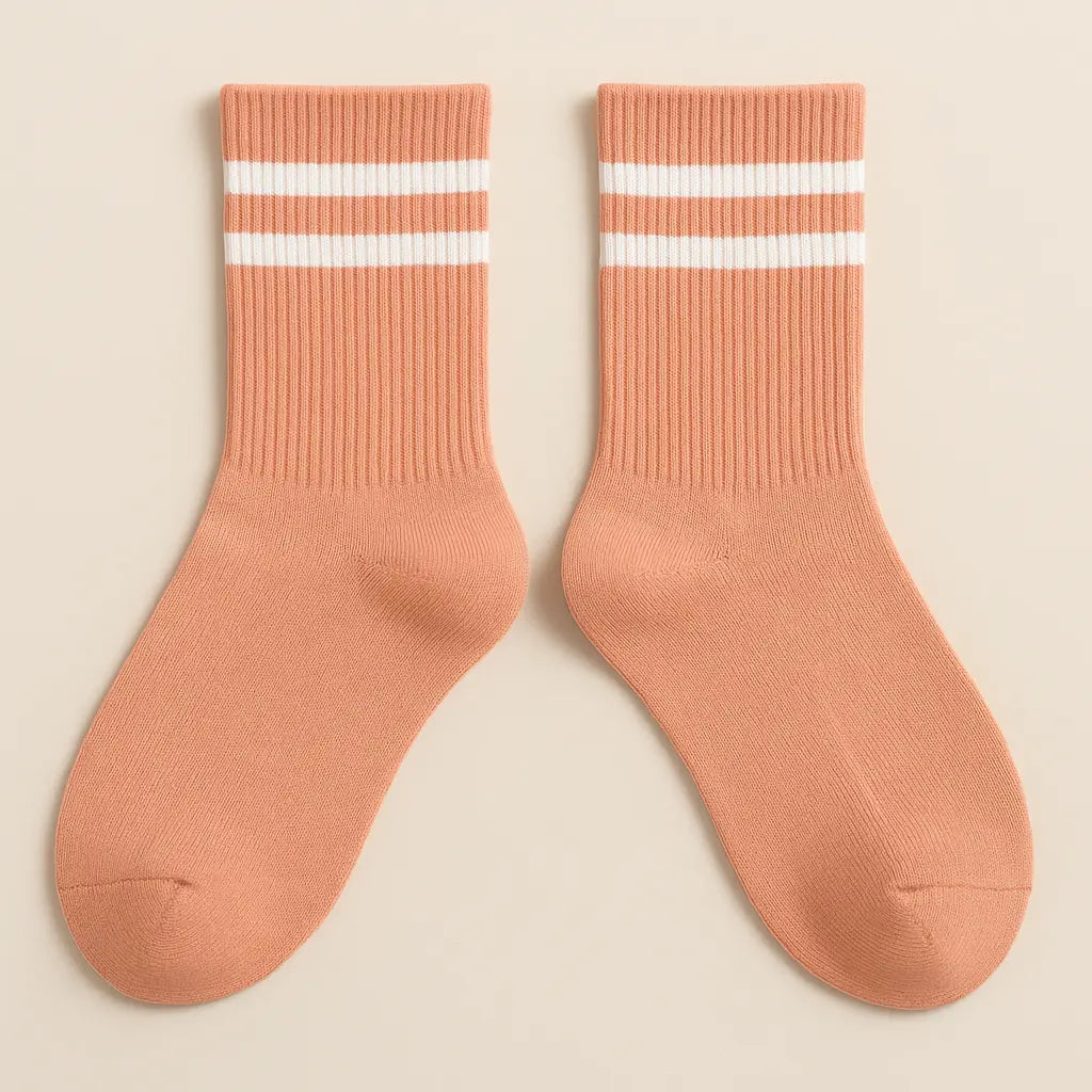 Chaussettes femmes sport mollet coton rose paire