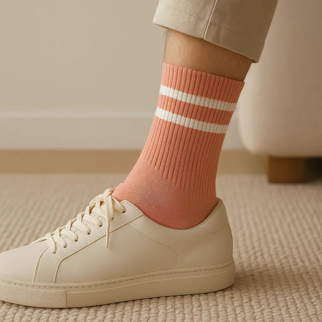 Chaussettes femmes sport mollet coton rose en situation