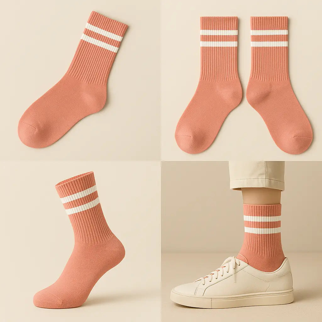 Chaussettes femmes sport mollet coton rose galerie produit