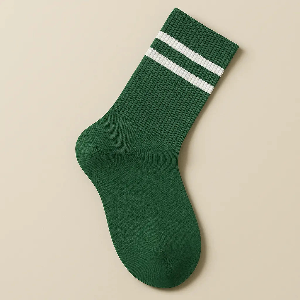 Chaussettes femmes sport mollet coton vert vue à plat