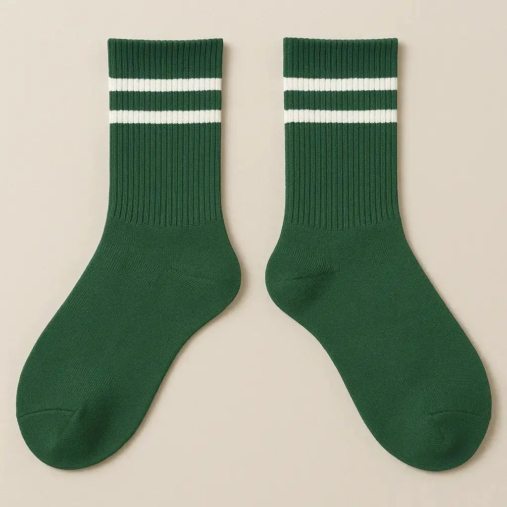 Chaussettes femmes sport mollet coton vert paire