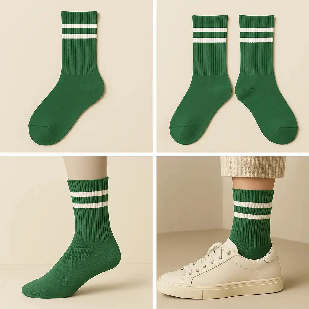 Chaussettes femmes sport mollet coton vert galerie produit