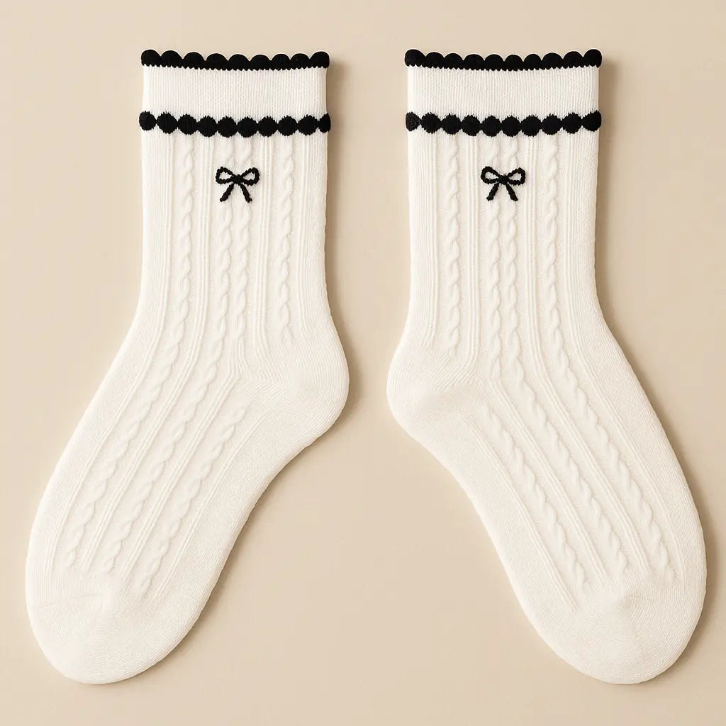 Chaussettes femmes sport mollet en coton blanc paire