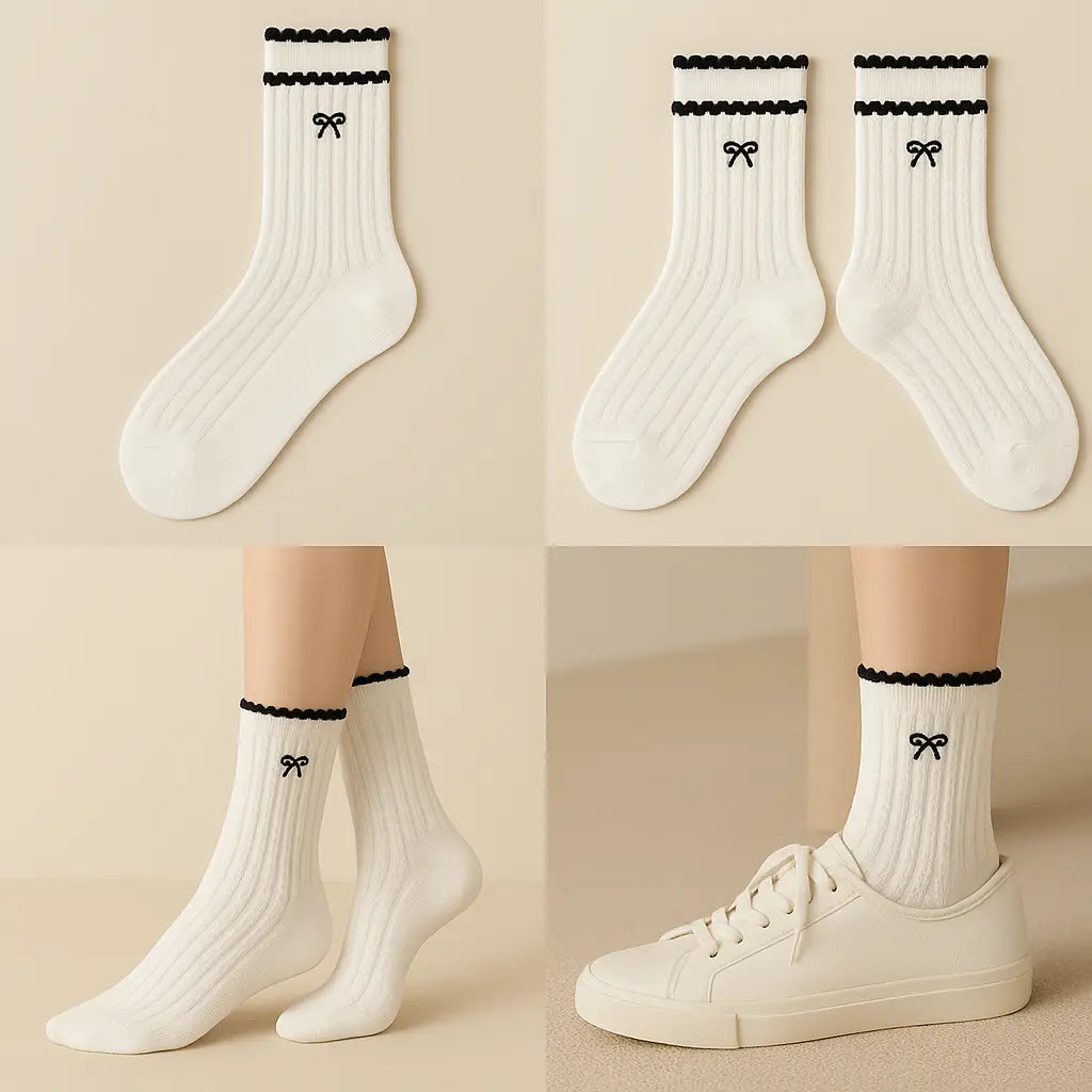 Chaussettes femmes sport mollet en coton blanc galerie produit