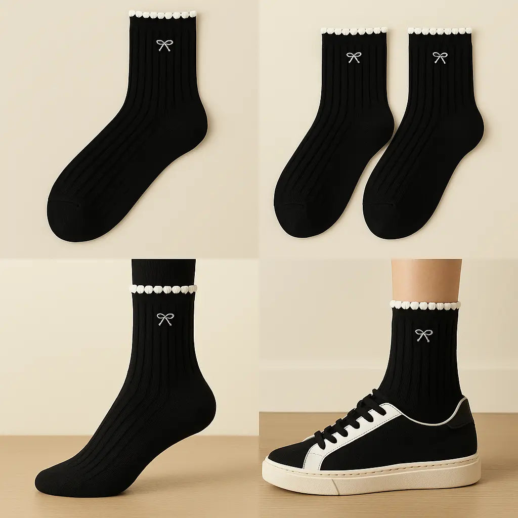 Chaussettes Femme Sport Coton Noir Mollet galerie produit