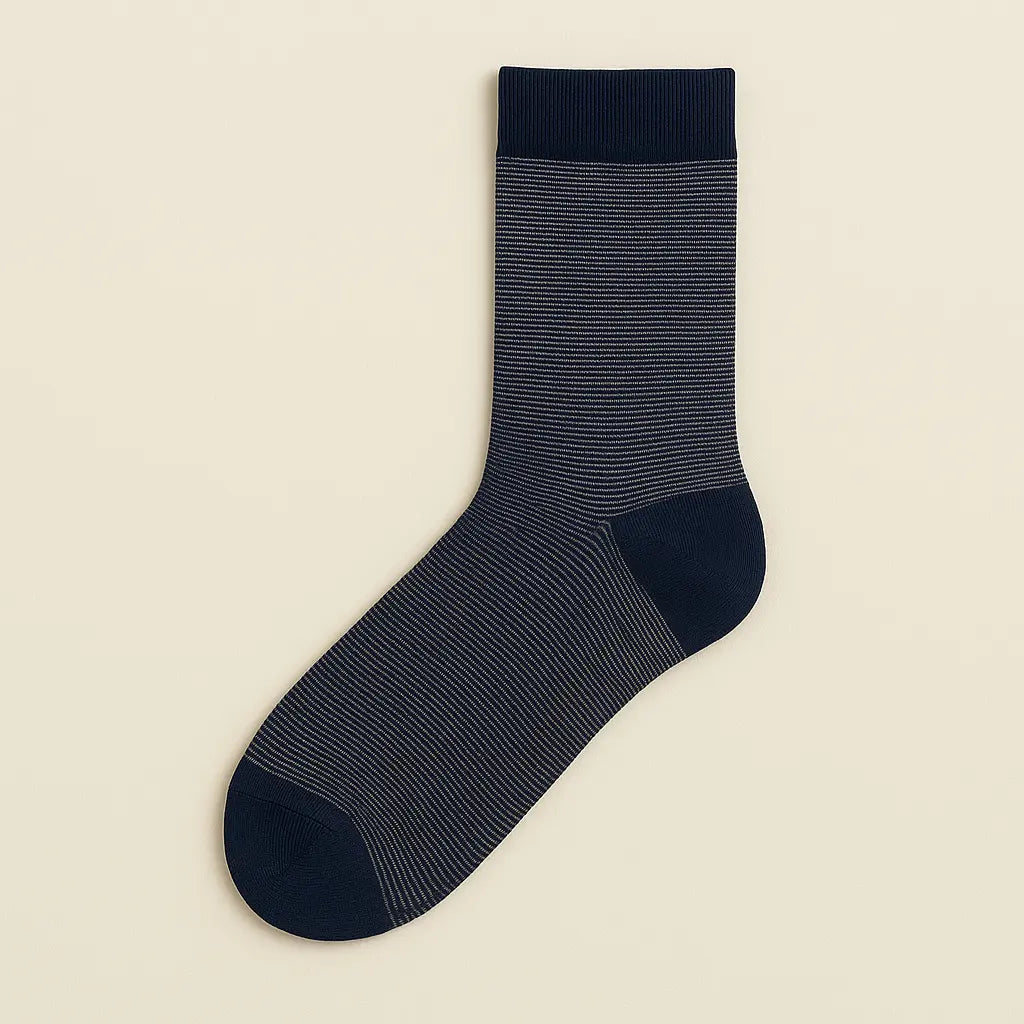 Chaussettes hommes City mollet coton bleu marine vue à plat