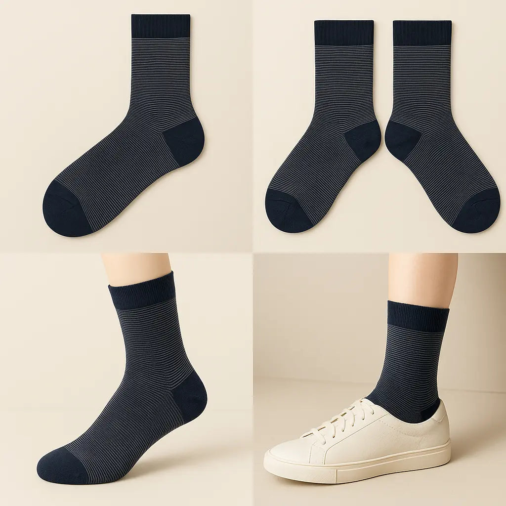 Chaussettes hommes City mollet coton bleu marine galerie produit
