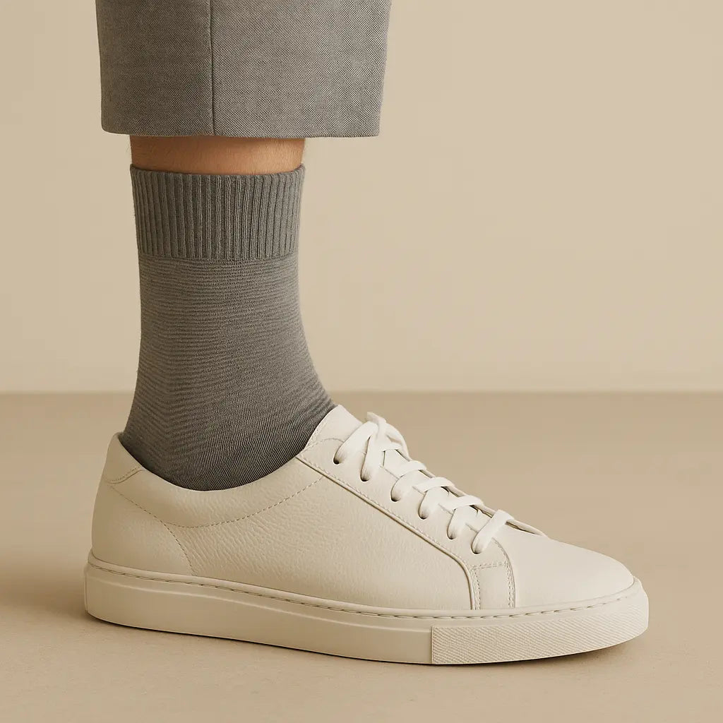 Chaussettes hommes City mollet coton gris clair avec chaussures