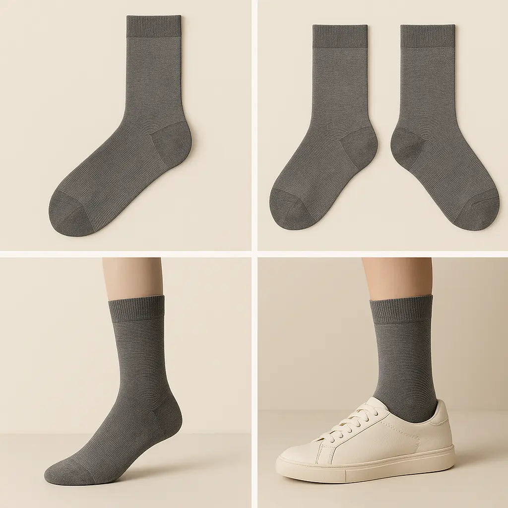 Chaussettes hommes City mollet coton gris clair galerie produit