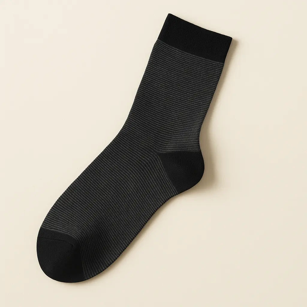 Chaussettes Homme City mi-mollet coton noir vue à plat