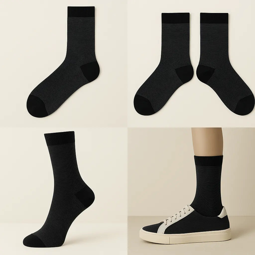 Chaussettes Homme City mi-mollet coton noir galerie produit